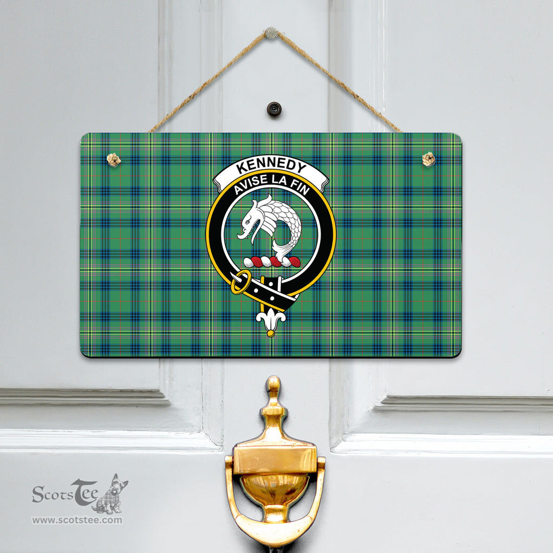 Scottish Kennedy Ancient Clan Tartan Door Sign - Crest Classic Scottish Plaid Tartan Plaid