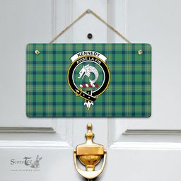 Scottish Kennedy Ancient Clan Tartan Door Sign - Crest Classic Scottish Plaid Tartan Plaid