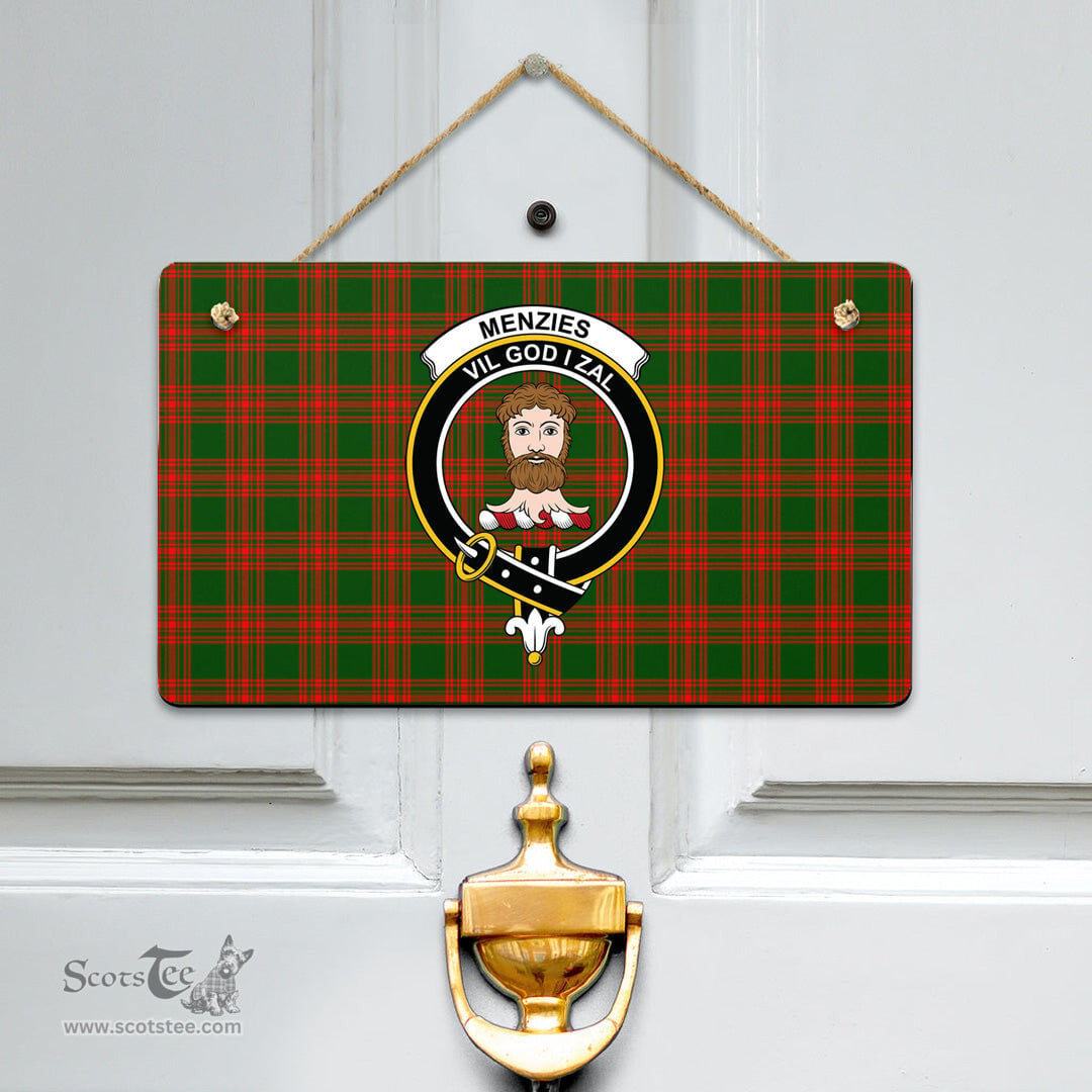 Scottish Menzies Green Modern Clan Tartan Door Sign - Crest Classic Scottish Plaid Tartan Plaid