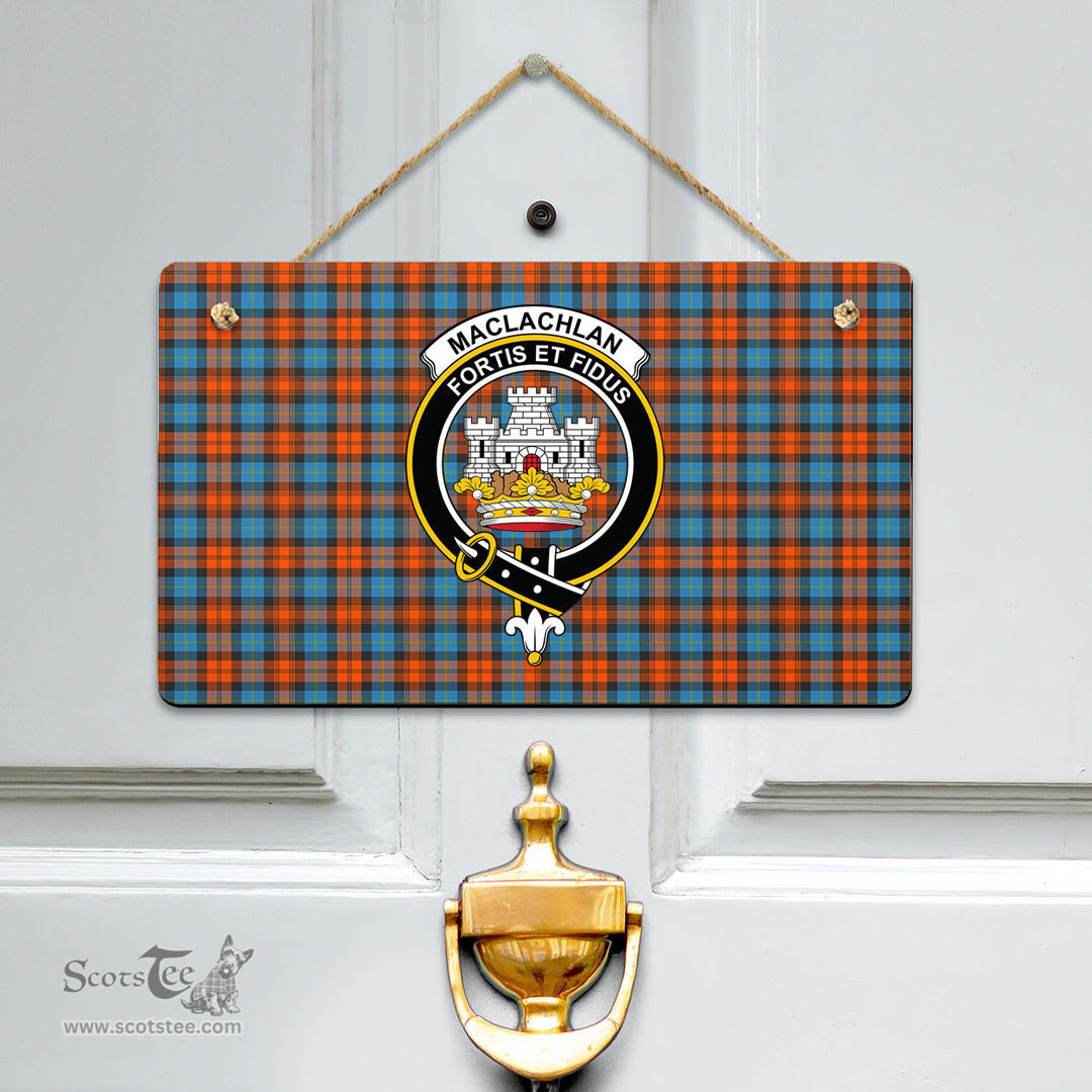 Scottish MacLachlan Ancient Clan Tartan Door Sign - Crest Classic Scottish Plaid Tartan Plaid