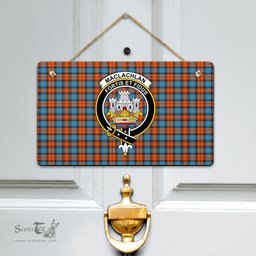 Scottish MacLachlan Ancient Clan Tartan Door Sign - Crest Classic Scottish Plaid Tartan Plaid