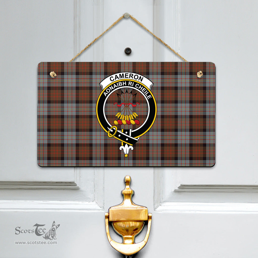 Scottish Cameron of Erracht Weathered Clan Tartan Door Sign - Crest Classic Scottish Plaid Tartan Plaid