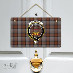 Scottish Cameron of Erracht Weathered Clan Tartan Door Sign - Crest Classic Scottish Plaid Tartan Plaid
