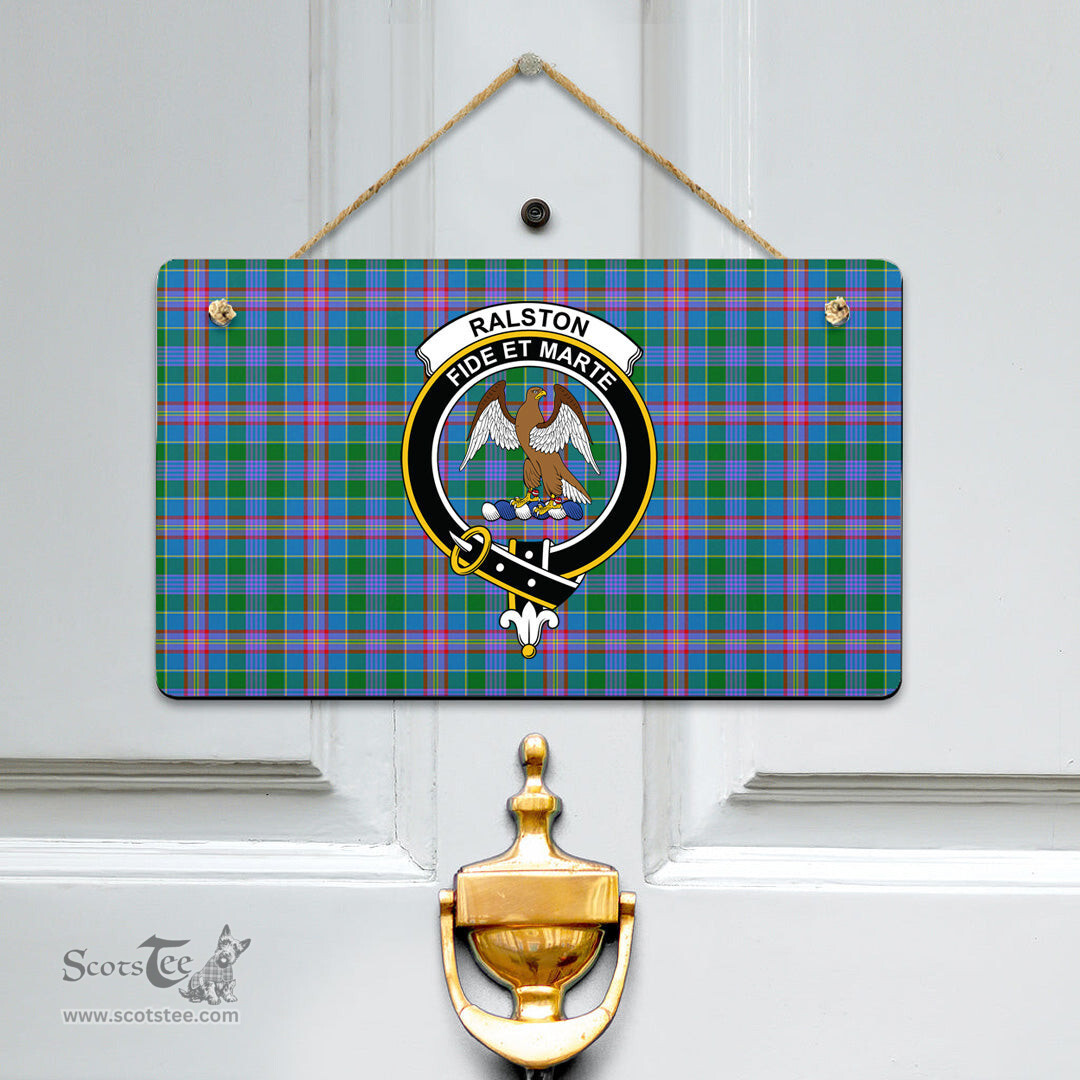 Scottish Ralston Clan Tartan Door Sign - Crest Classic Scottish Plaid Tartan Plaid