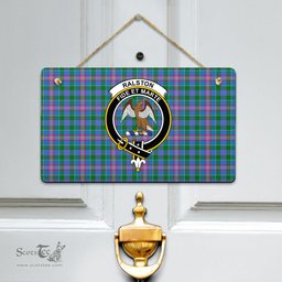 Scottish Ralston Clan Tartan Door Sign - Crest Classic Scottish Plaid Tartan Plaid