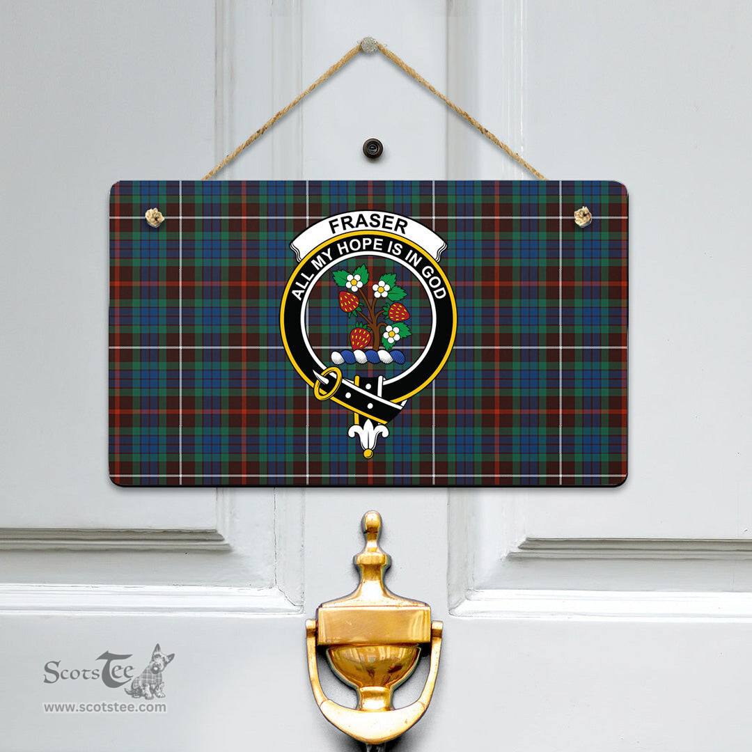 Scottish Fraser Hunting Ancient Clan Tartan Door Sign - Crest Classic Scottish Plaid Tartan Plaid