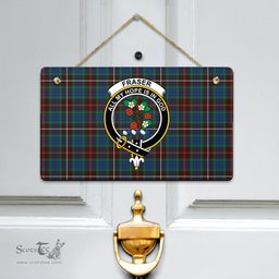 Scottish Fraser Hunting Ancient Clan Tartan Door Sign - Crest Classic Scottish Plaid Tartan Plaid