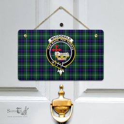 Scottish MacDonald of the Isles Hunting Modern Clan Tartan Door Sign - Crest Classic Scottish Plaid Tartan Plaid