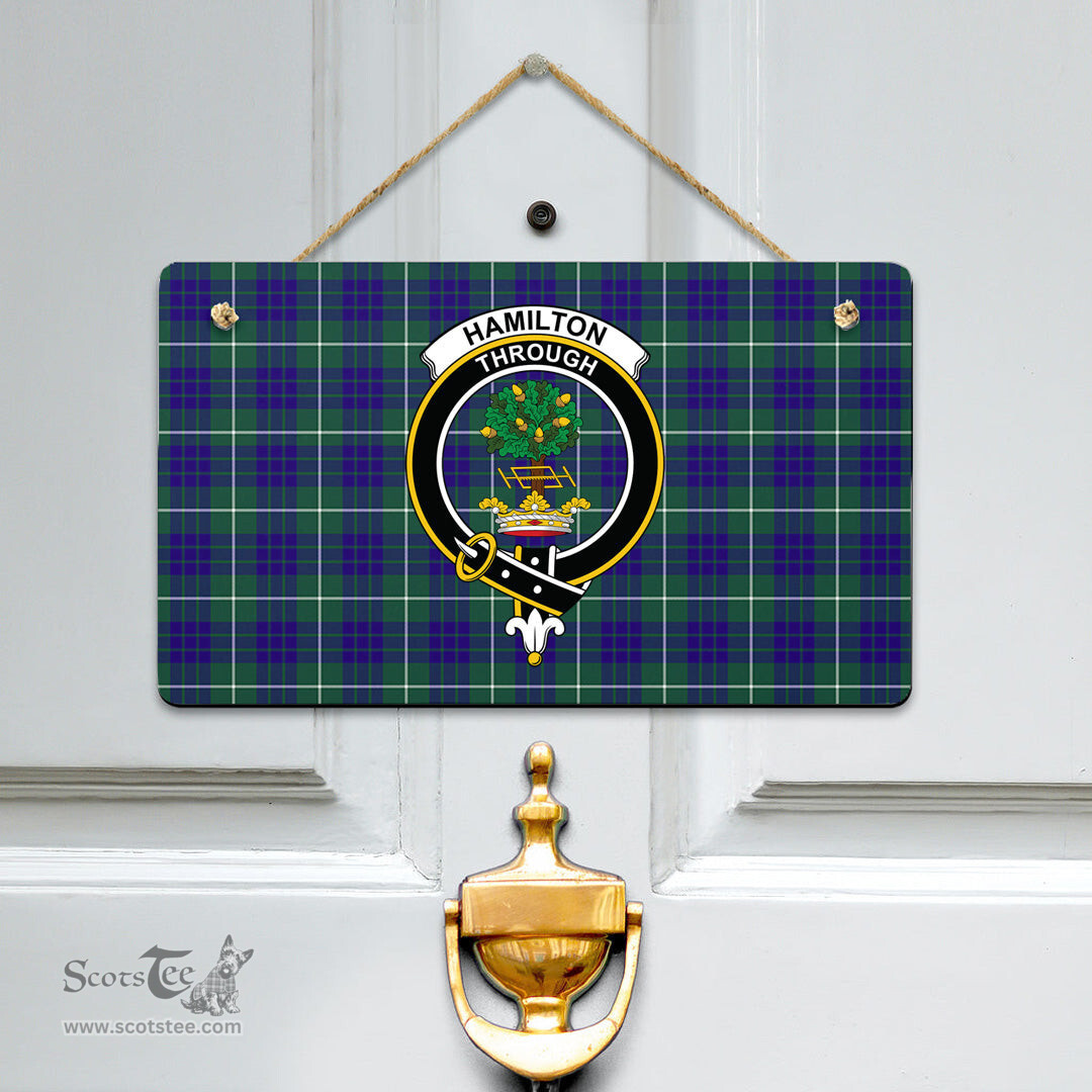 Scottish Hamilton Hunting Modern Clan Tartan Door Sign - Crest Classic Scottish Plaid Tartan Plaid