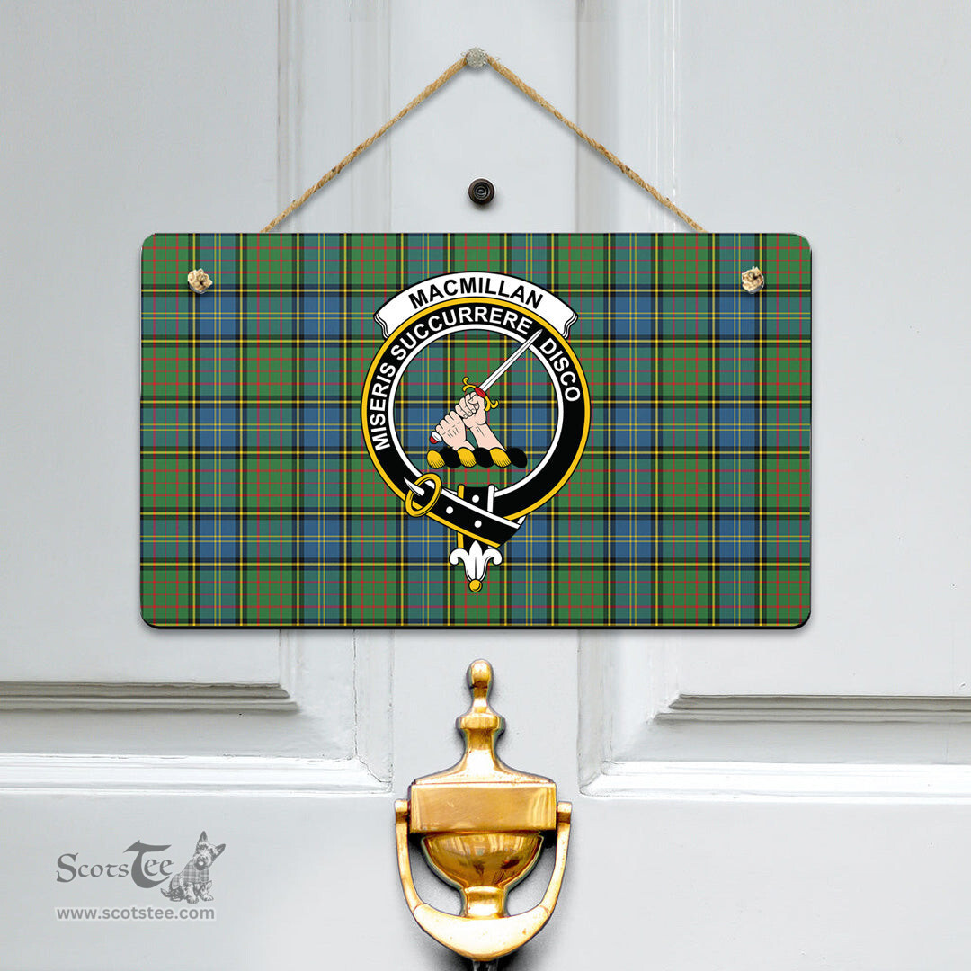 Scottish MacMillan Hunting Ancient Clan Tartan Door Sign - Crest Classic Scottish Plaid Tartan Plaid
