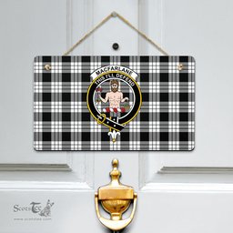 Scottish MacFarlane Black White Clan Tartan Door Sign - Crest Classic Scottish Plaid Tartan Plaid