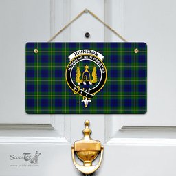 Scottish Johnston Modern Clan Tartan Door Sign - Crest Classic Scottish Plaid Tartan Plaid