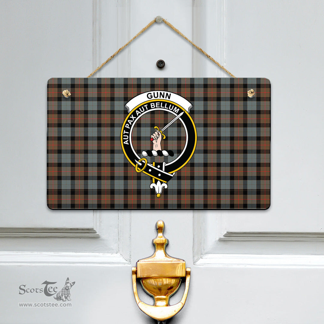 Scottish Gunn Weathered Clan Tartan Door Sign - Crest Classic Scottish Plaid Tartan Plaid