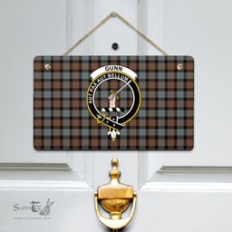 Scottish Gunn Weathered Clan Tartan Door Sign - Crest Classic Scottish Plaid Tartan Plaid