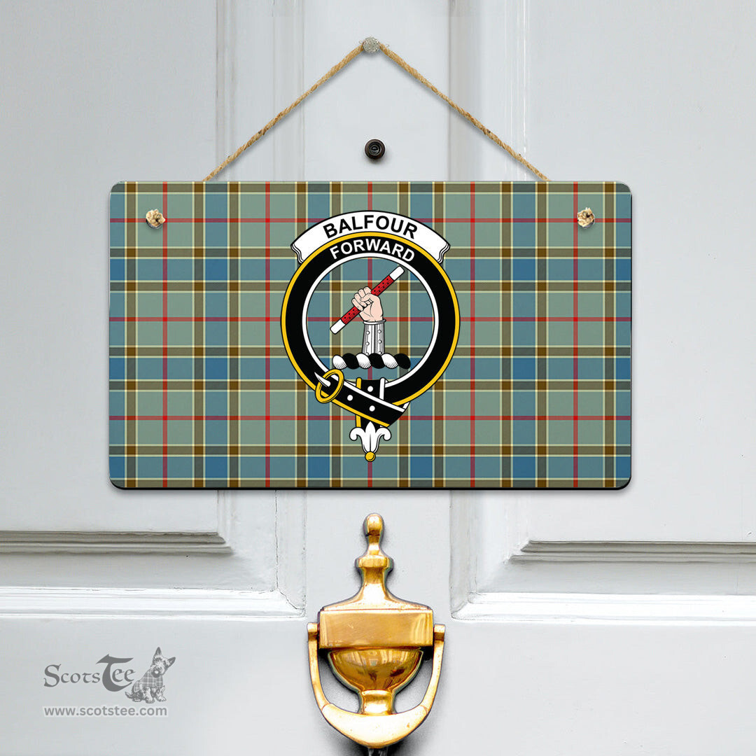 Scottish Balfour Blue Clan Tartan Door Sign - Crest Classic Scottish Plaid Tartan Plaid