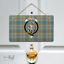 Scottish Balfour Blue Clan Tartan Door Sign - Crest Classic Scottish Plaid Tartan Plaid