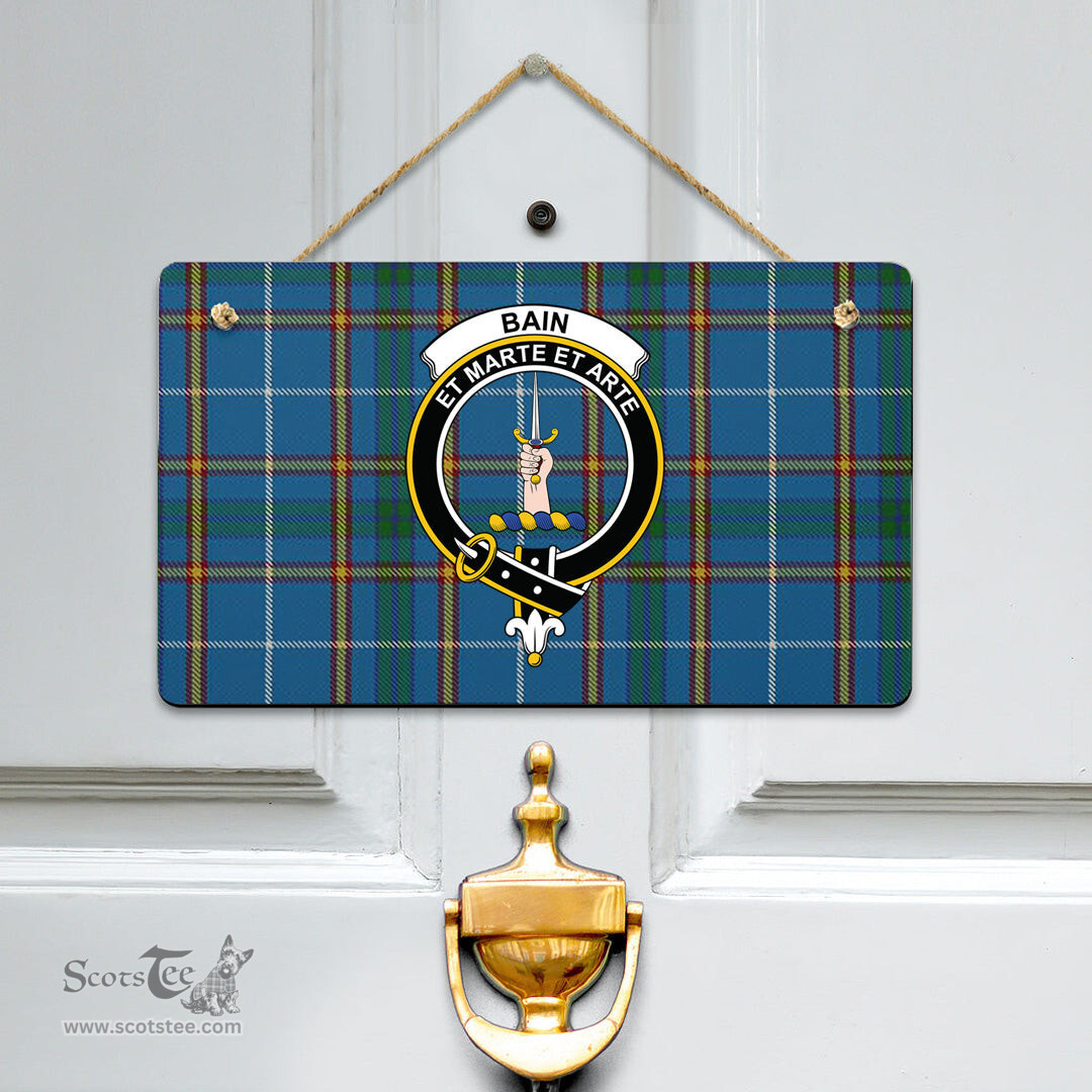 Scottish Bain Clan Tartan Door Sign - Crest Classic Scottish Plaid Tartan Plaid