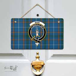 Scottish Bain Clan Tartan Door Sign - Crest Classic Scottish Plaid Tartan Plaid