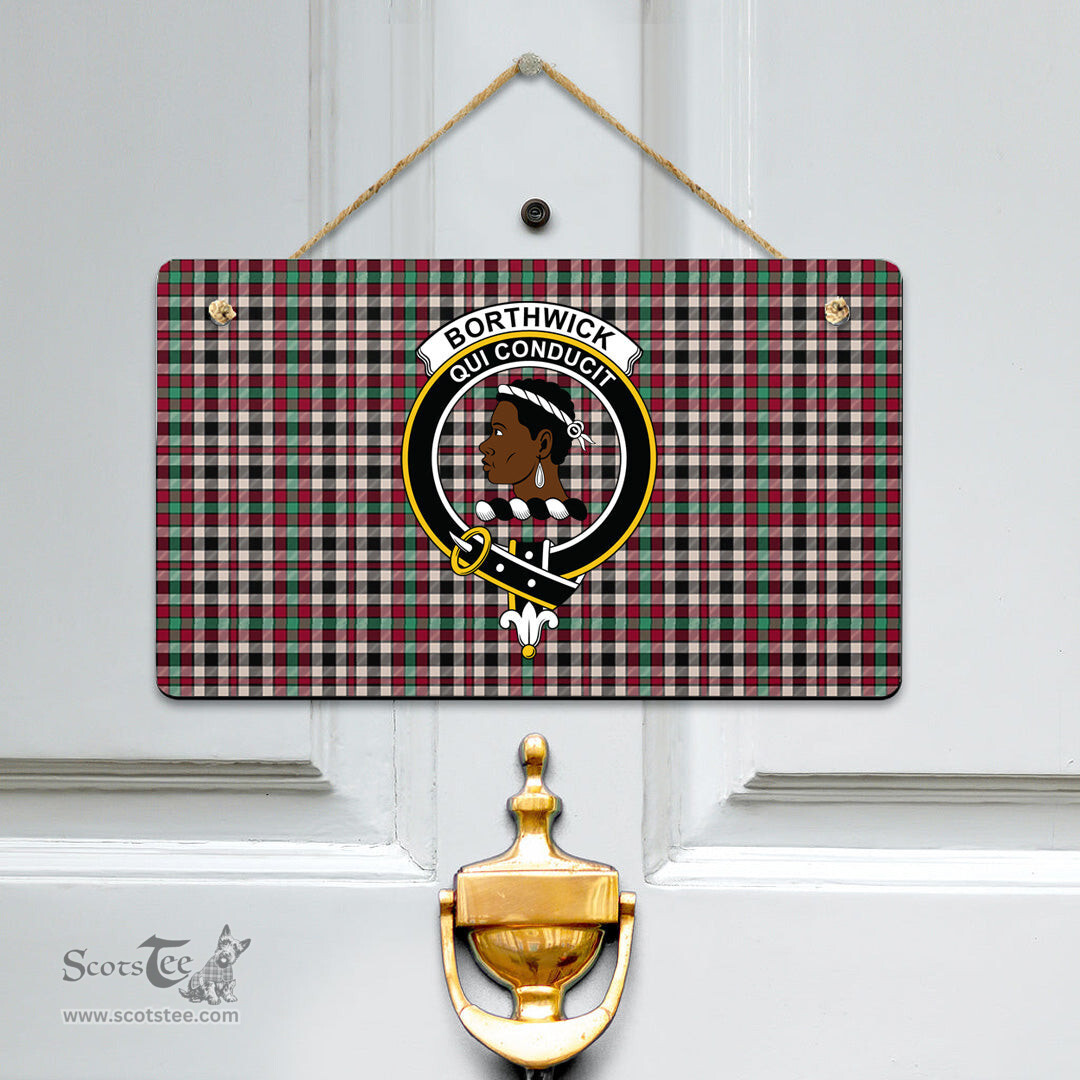 Scottish Borthwick Dress Ancient Clan Tartan Door Sign - Crest Classic Scottish Plaid Tartan Plaid
