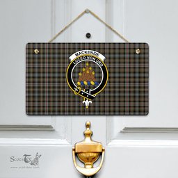 Scottish MacKenzie Weathered Clan Tartan Door Sign - Crest Classic Scottish Plaid Tartan Plaid