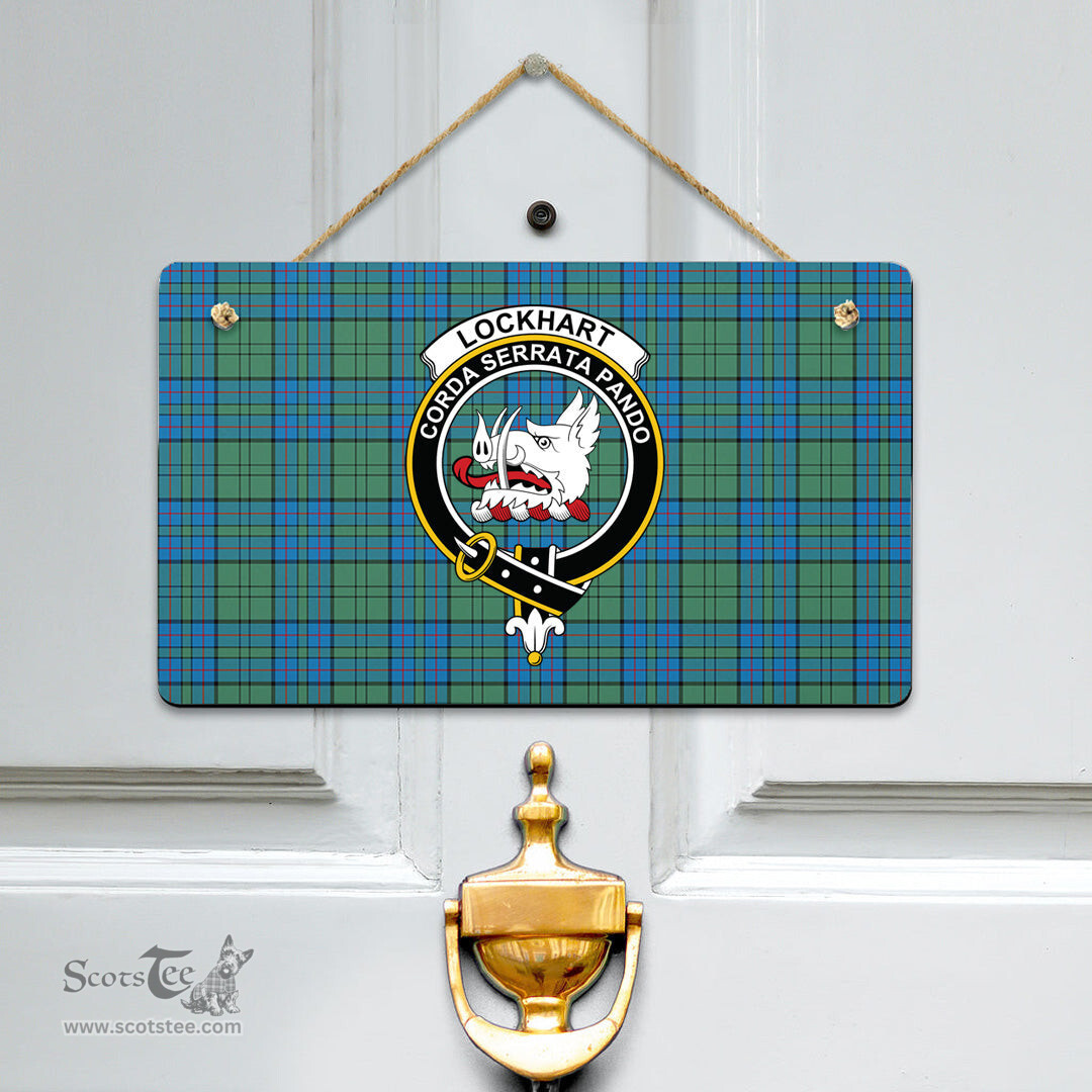 Scottish Lockhart Clan Tartan Door Sign - Crest Classic Scottish Plaid Tartan Plaid