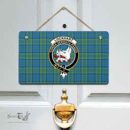 Scottish Lockhart Clan Tartan Door Sign - Crest Classic Scottish Plaid Tartan Plaid