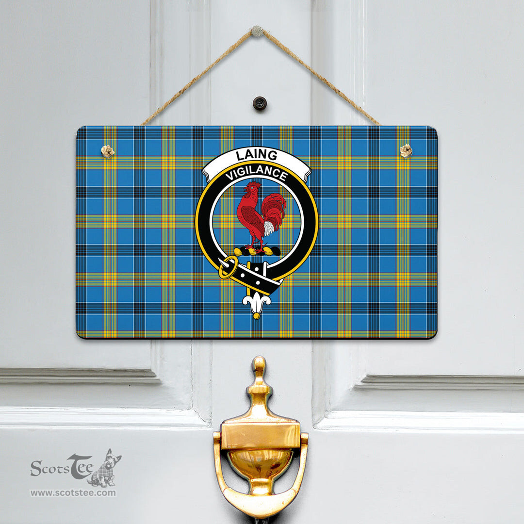 Scottish Laing Clan Tartan Door Sign - Crest Classic Scottish Plaid Tartan Plaid
