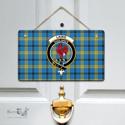 Scottish Laing Clan Tartan Door Sign - Crest Classic Scottish Plaid Tartan Plaid