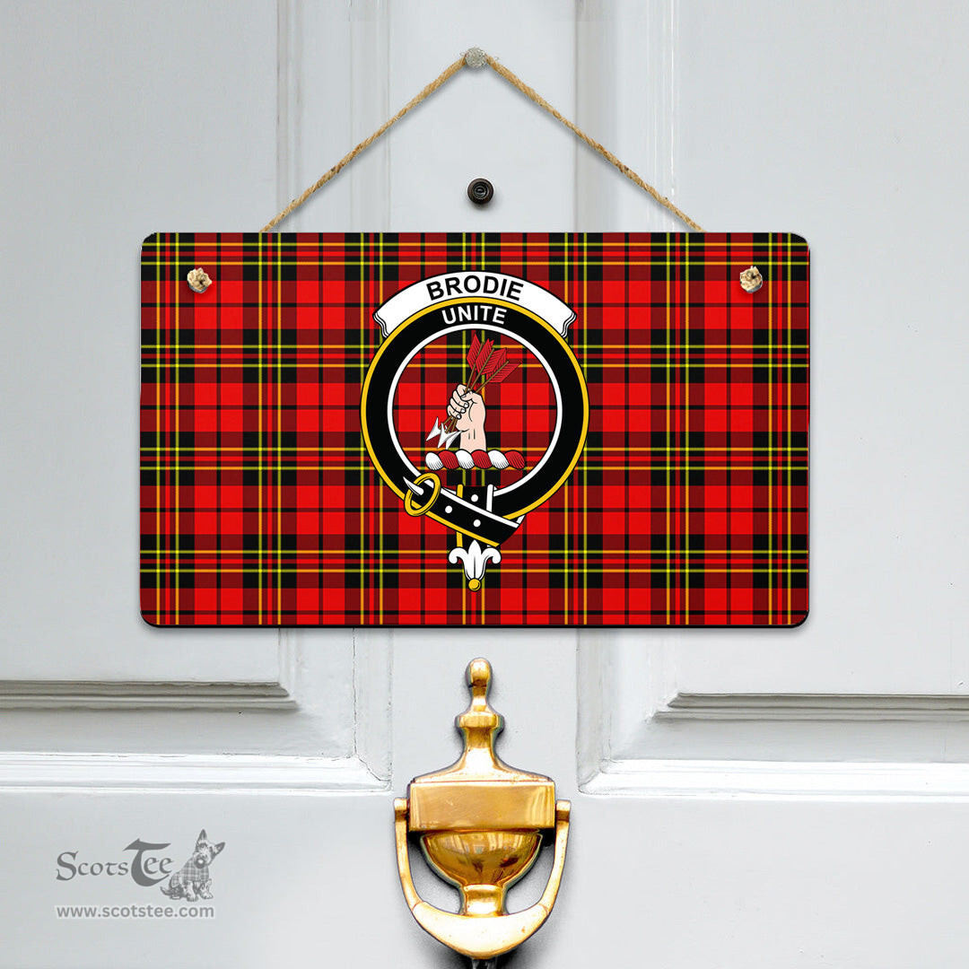 Scottish Brodie Modern Clan Tartan Door Sign - Crest Classic Scottish Plaid Tartan Plaid