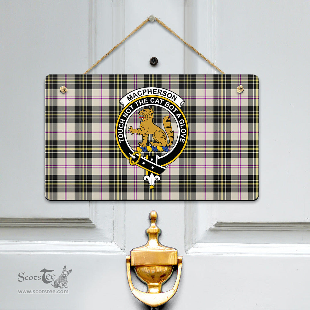 Scottish MacPherson Dress Ancient Clan Tartan Door Sign - Crest Classic Scottish Plaid Tartan Plaid
