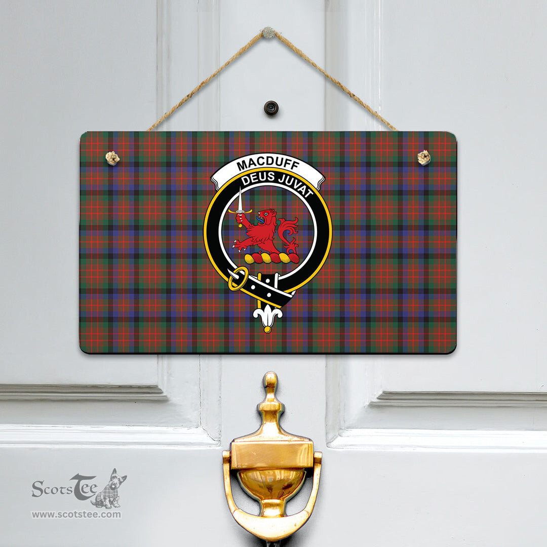 Scottish MacDuff Hunting Modern Clan Tartan Door Sign - Crest Classic Scottish Plaid Tartan Plaid