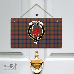 Scottish MacDuff Hunting Modern Clan Tartan Door Sign - Crest Classic Scottish Plaid Tartan Plaid