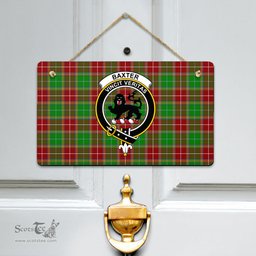 Scottish Baxter Modern Clan Tartan Door Sign - Crest Classic Scottish Plaid Tartan Plaid