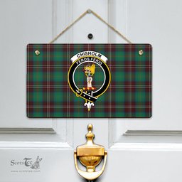Scottish Chisholm Hunting Ancient Clan Tartan Door Sign - Crest Classic Scottish Plaid Tartan Plaid