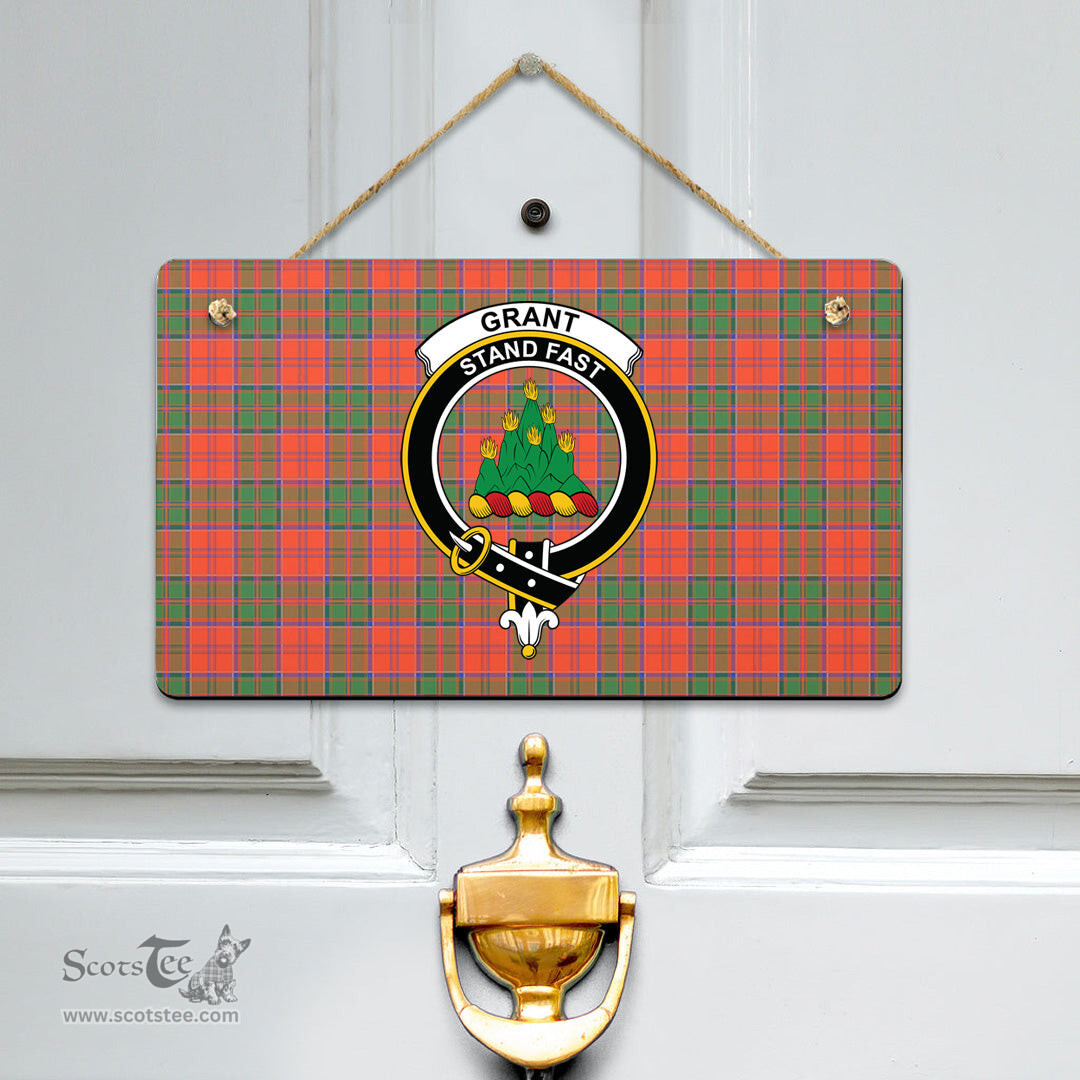Scottish Grant Ancient Clan Tartan Door Sign - Crest Classic Scottish Plaid Tartan Plaid