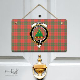 Scottish Grant Ancient Clan Tartan Door Sign - Crest Classic Scottish Plaid Tartan Plaid