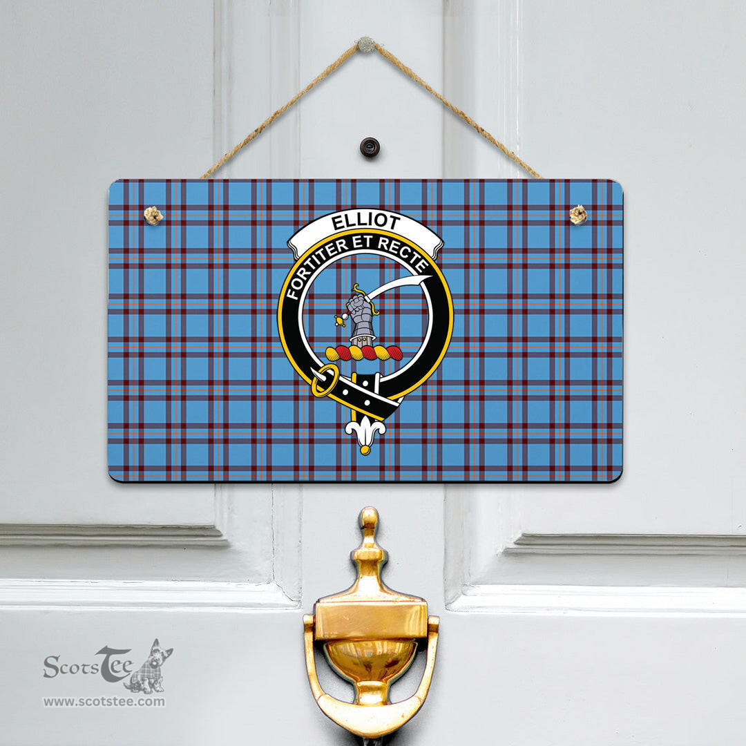 Scottish Elliot Ancient Clan Tartan Door Sign - Crest Classic Scottish Plaid Tartan Plaid