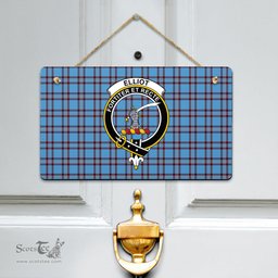 Scottish Elliot Ancient Clan Tartan Door Sign - Crest Classic Scottish Plaid Tartan Plaid