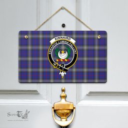Scottish Kinnaird Clan Tartan Door Sign - Crest Classic Scottish Plaid Tartan Plaid