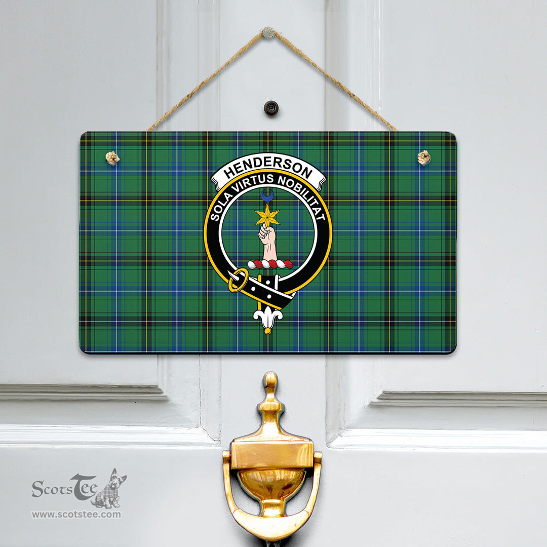 Scottish Henderson Ancient Clan Tartan Door Sign - Crest Classic Scottish Plaid Tartan Plaid