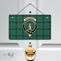 Scottish Henderson Ancient Clan Tartan Door Sign - Crest Classic Scottish Plaid Tartan Plaid