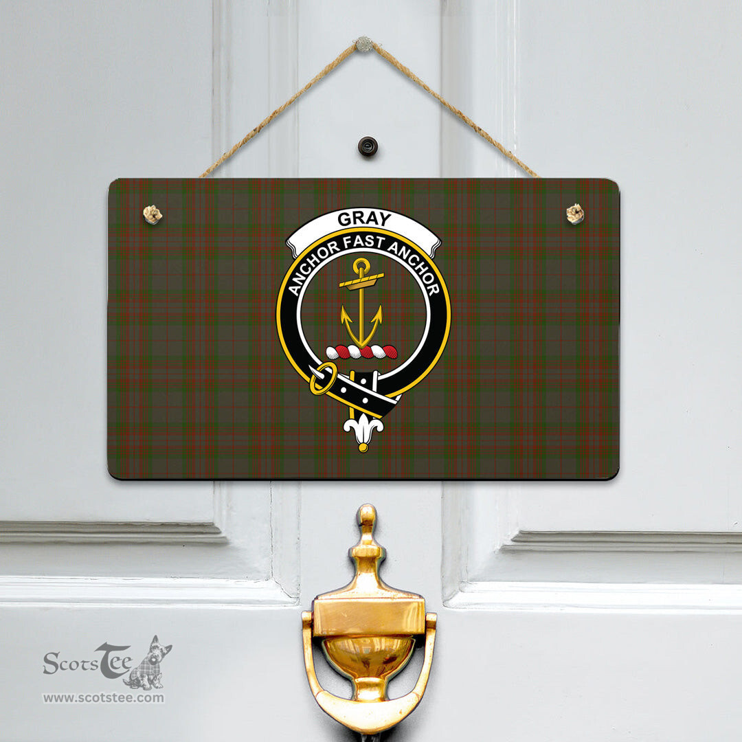 Scottish Gray Clan Tartan Door Sign - Crest Classic Scottish Plaid Tartan Plaid