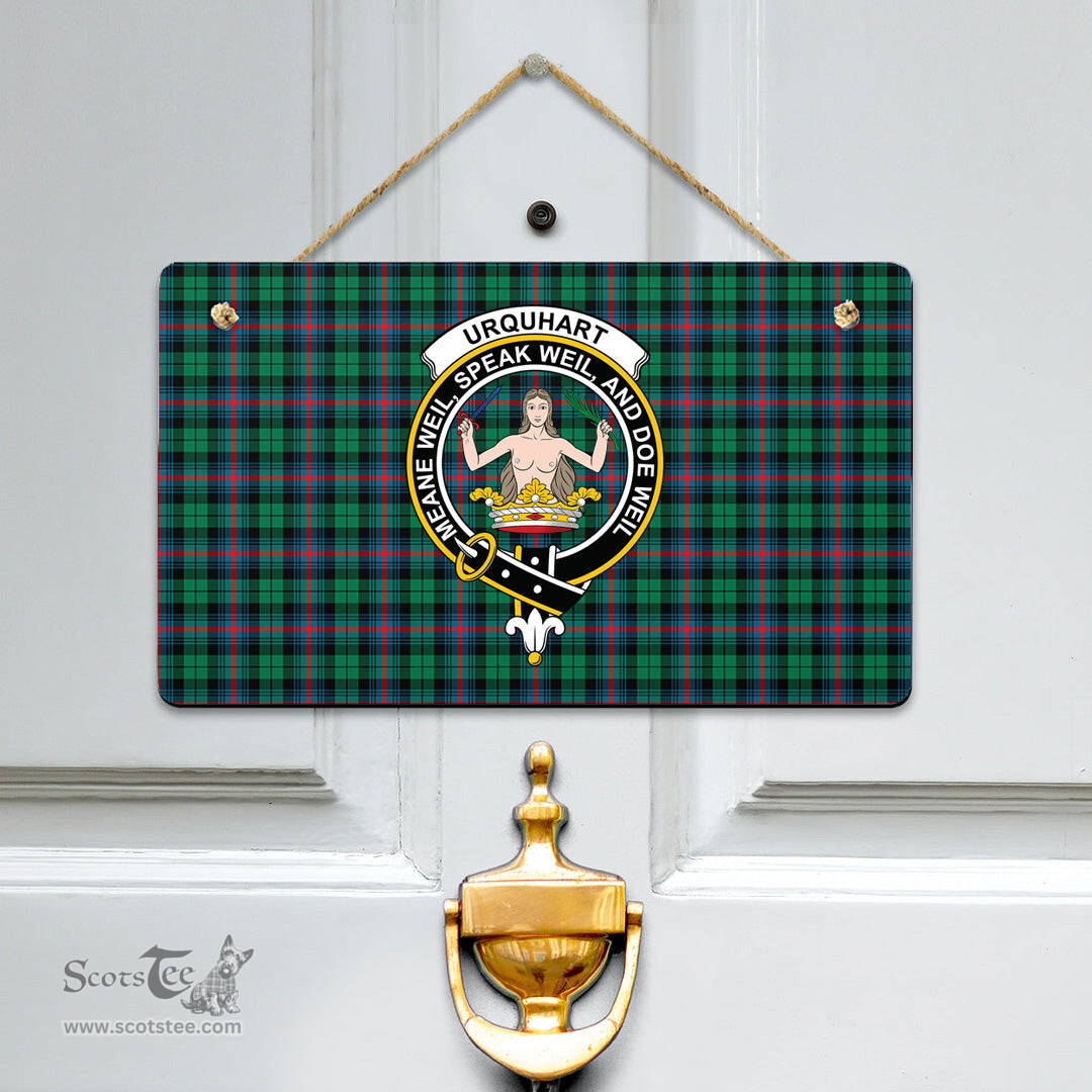Scottish Urquhart Broad Red Ancient Clan Tartan Door Sign - Crest Classic Scottish Plaid Tartan Plaid