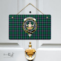 Scottish Urquhart Broad Red Ancient Clan Tartan Door Sign - Crest Classic Scottish Plaid Tartan Plaid