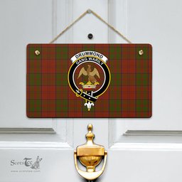 Scottish Drummond Clan Clan Tartan Door Sign - Crest Classic Scottish Plaid Tartan Plaid