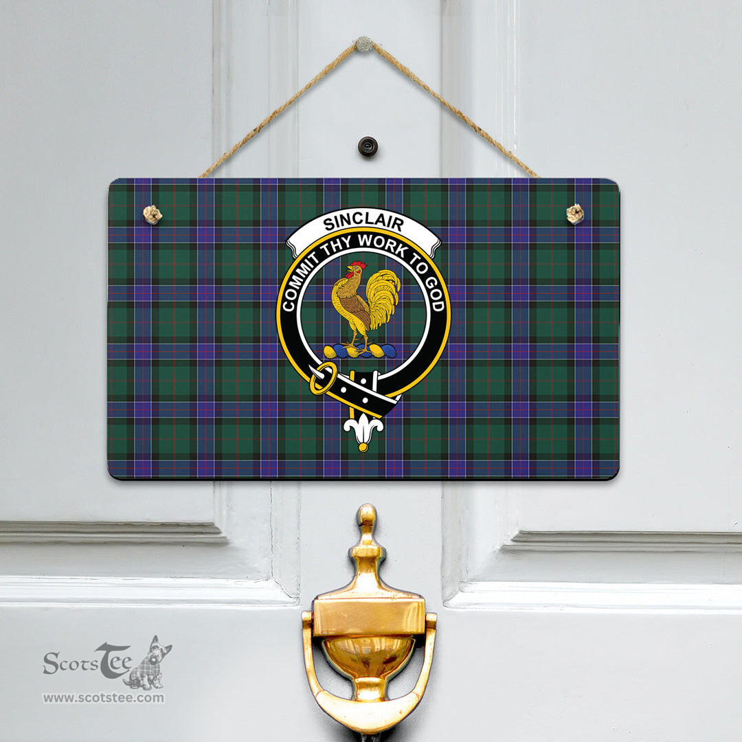 Scottish Sinclair Hunting Modern Clan Tartan Door Sign - Crest Classic Scottish Plaid Tartan Plaid