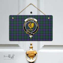 Scottish Sinclair Hunting Modern Clan Tartan Door Sign - Crest Classic Scottish Plaid Tartan Plaid