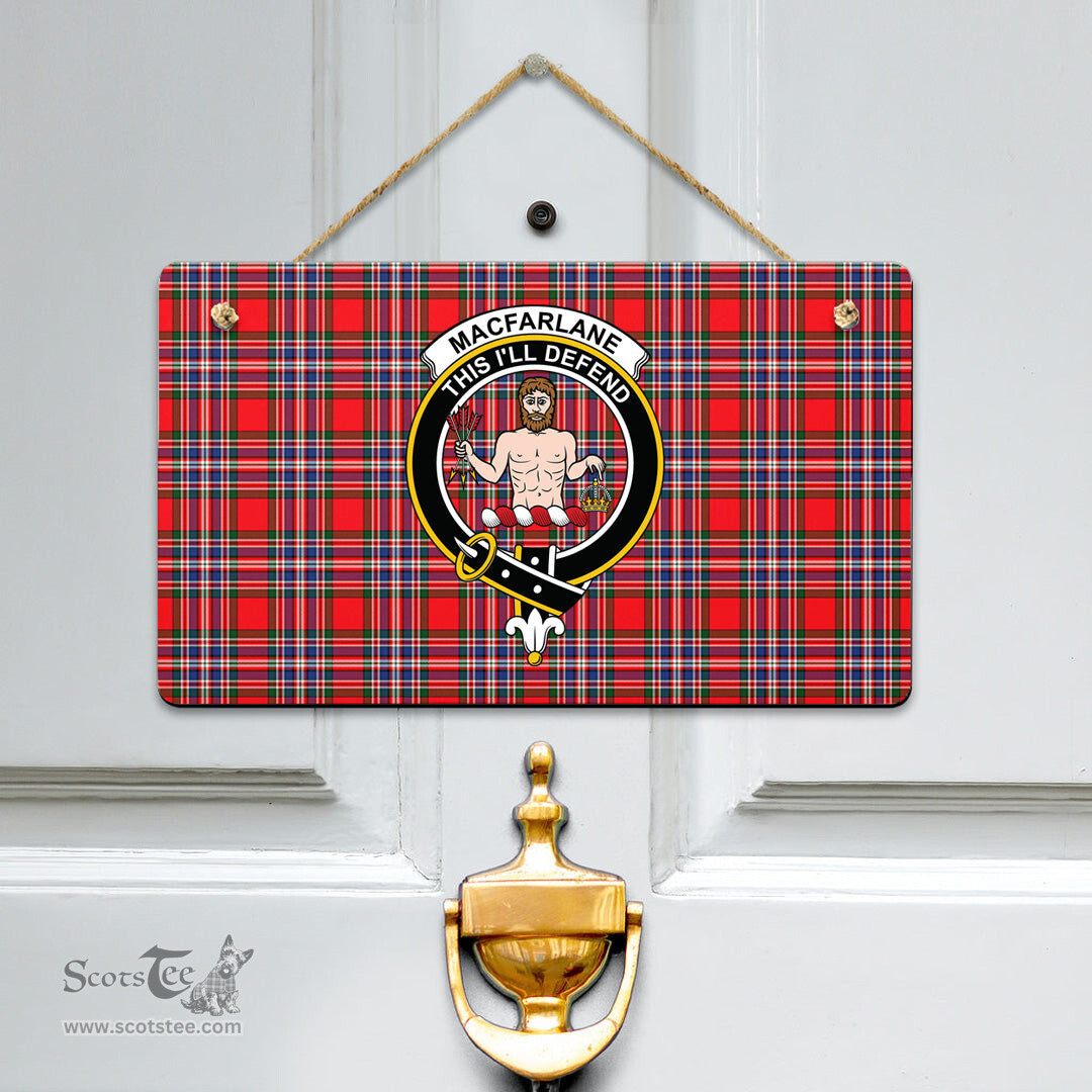 Scottish MacFarlane Modern Clan Tartan Door Sign - Crest Classic Scottish Plaid Tartan Plaid