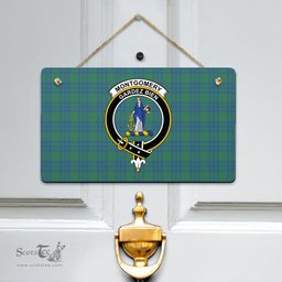 Scottish Montgomery Ancient Clan Tartan Door Sign - Crest Classic Scottish Plaid Tartan Plaid