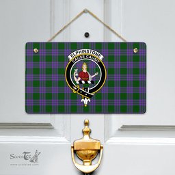 Scottish Elphinstone Clan Tartan Door Sign - Crest Classic Scottish Plaid Tartan Plaid